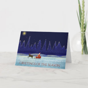 Santa Sleigh Christmas Greeting Holiday Cards