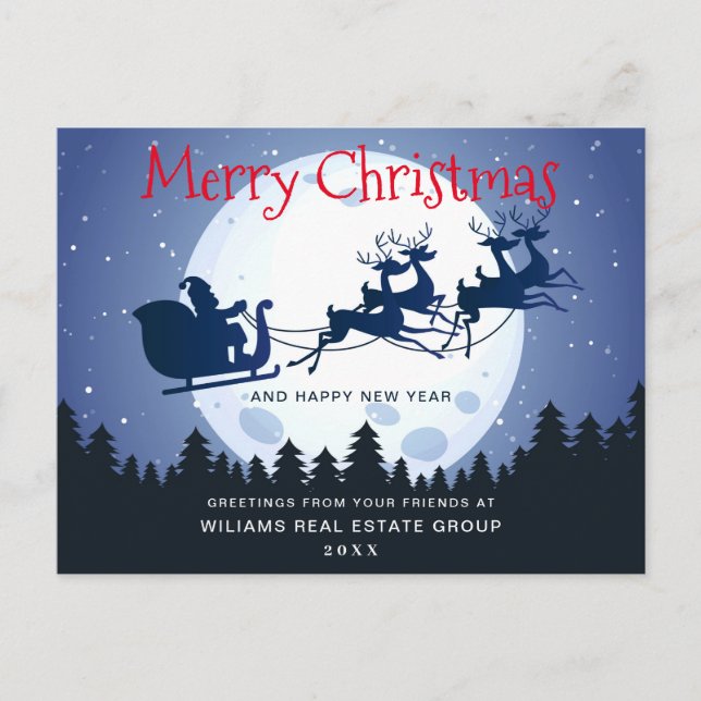 Santa Sleigh Christmas Holiday Corporate Greeting Postcard (Front)