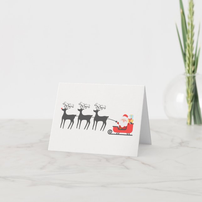 Santa Sleigh Christmas Holiday Greeting Card (Front)