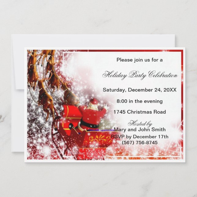 Santa Sleigh Christmas Party Invitation (Front)