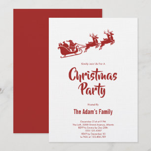 Santa Sleigh Christmas Party Invitation