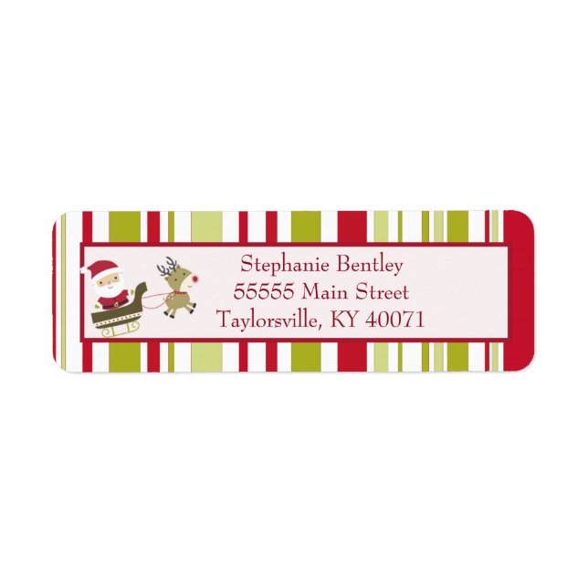Santa Sleigh Christmas Return Address Label (Front)