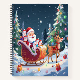 Santa Sleigh Christmas Winter Notebook
