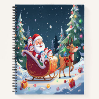 Santa Sleigh Christmas Winter Notebook