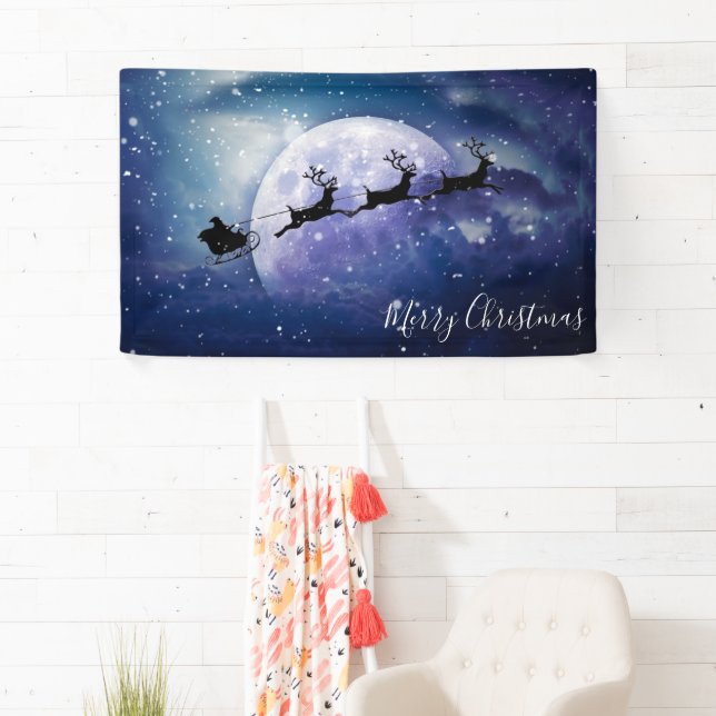 Santa Sleigh | Fantasy Galaxy Christmas Night Sky Banner (Insitu)