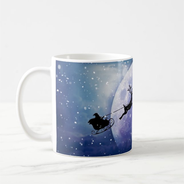 Santa Sleigh | Fantasy Galaxy Christmas Night Sky Coffee Mug (Left)