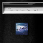 Santa Sleigh | Fantasy Galaxy Christmas Night Sky Magnet<br><div class="desc">Tis the season for fun,  festive art! Fantasy nebula space inspired image with Santa and his reindeer flying across the moon on a starry night. For other colours or matching products,  please contact the designer Fharryn c/o JustFharryn@yahoo.com All rights reserved. #zazzlemade</div>