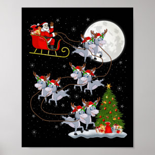 Santa Sleigh Flying Funny Magical Christmas Premiu Poster