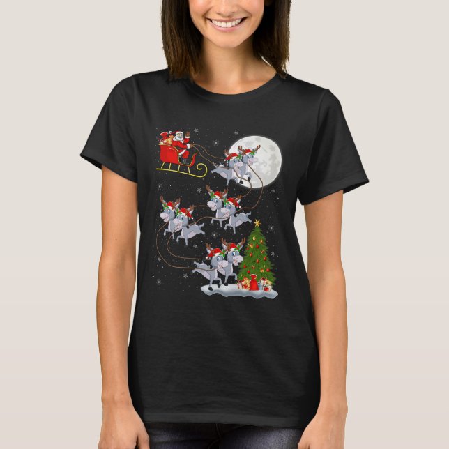 Santa Sleigh Flying Funny Magical Christmas Premiu T-Shirt (Front)