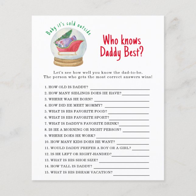 Santa sleigh - Game Who knows Daddy best (Front)