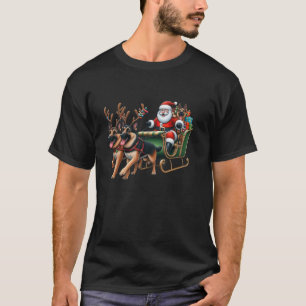Santa Sleigh German Shepherd Reindeer Christmas Wo T-Shirt