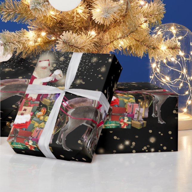 Santa Sleigh Gifts Reindeer Night Sky Wrapping Paper (Holidays)