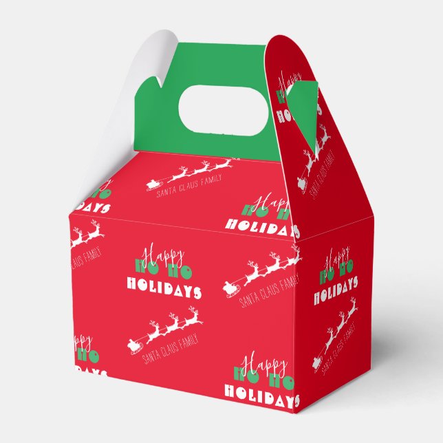 Santa Sleigh Holiday Red Favour Box (Front Side)