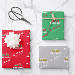 Santa Sleigh Holiday Wrapping Paper Set