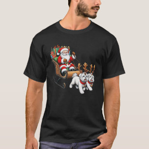 Santa Sleigh Maltese Reindeer Christmas Womens Men T-Shirt