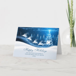 Santa Sleigh Merry Christmas Corporate Greeting Holiday Card