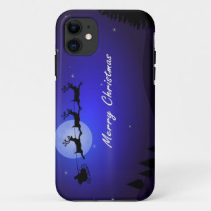 Santa Sleigh Moon Merry Christmas iPhone 11 Case