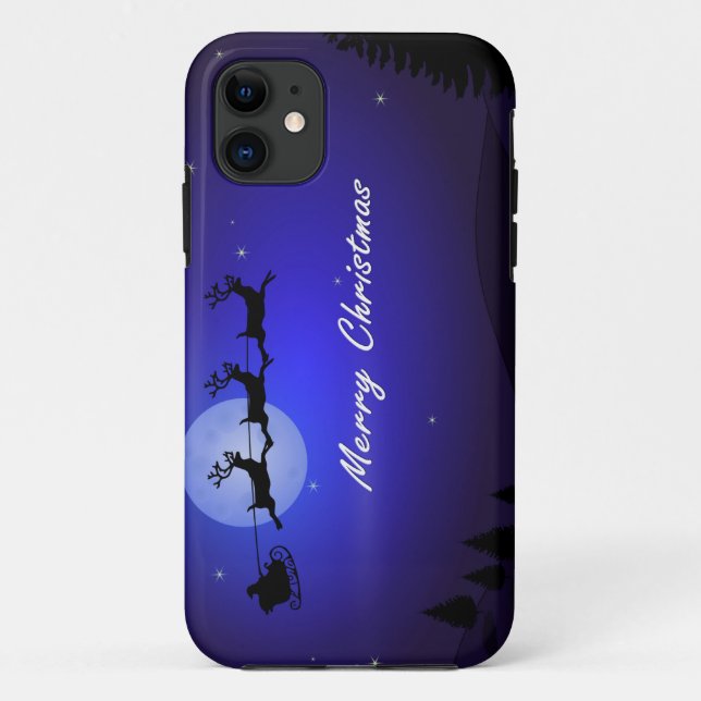 Santa Sleigh Moon Merry Christmas Case-Mate iPhone Case (Back)
