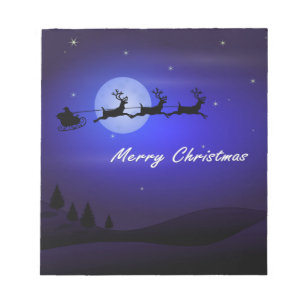 Santa Sleigh Moon Merry Christmas Notepad