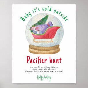 Santa sleigh - Pacifier hunt game baby shower Poster