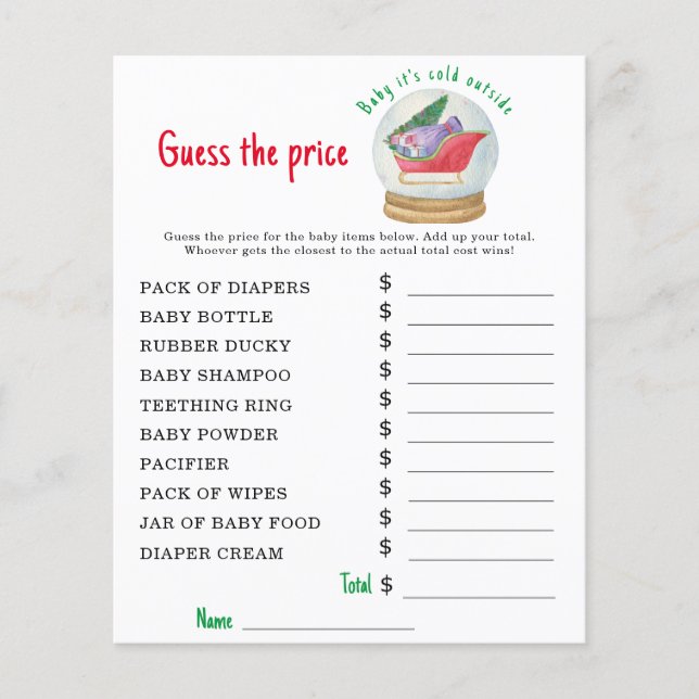 Santa sleigh - Party games | Price Guess Game (Front)