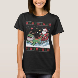 Santa Sleigh Pulled by Antlered Dragon T-Shirt