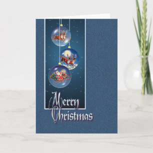 SANTA, SLEIGH & REINDEER by SHARON SHARPE Holiday Card