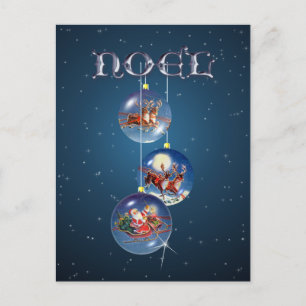 SANTA, SLEIGH & REINDEER by SHARON SHARPE Holiday Postcard