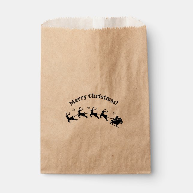 Santa Sleigh Reindeer Christmas Holiday Favour Bags (Front)