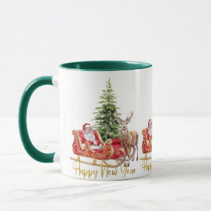 Santa Sleigh Reindeer Christmas New Year Mug