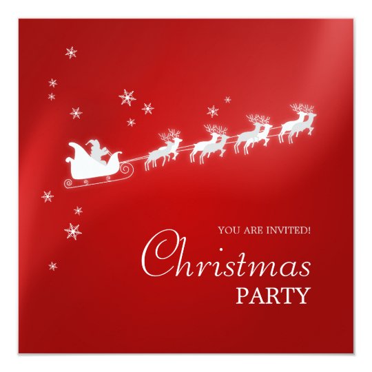 Santa Sleigh Reindeer Christmas party invitation