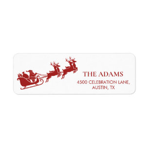 Santa Sleigh & Reindeer Christmas Return Address