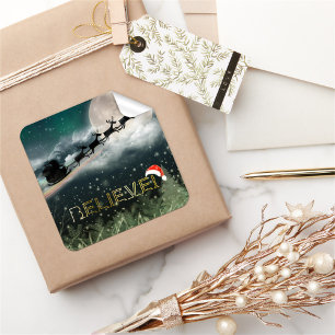 Santa Sleigh Reindeer Christmas Sticker