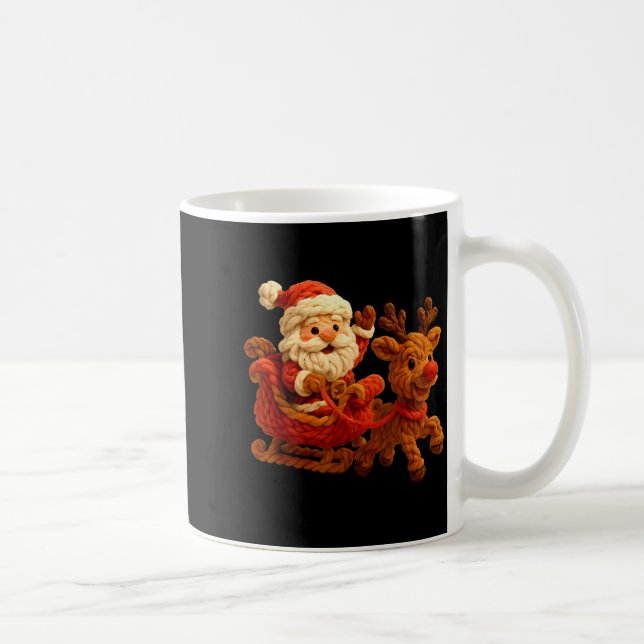 Santa Sleigh Reindeer Crochet Xmas Pajamas Holiday Coffee Mug (Right)