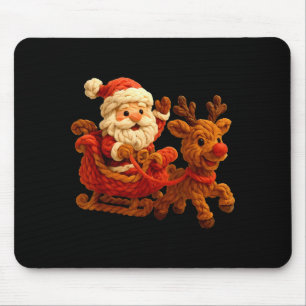 Santa Sleigh Reindeer Crochet Xmas Pajamas Holiday Mouse Mat