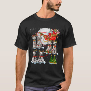 Santa Sleigh Reindeer Dalmatians Xmas Tree Dog Lov T-Shirt