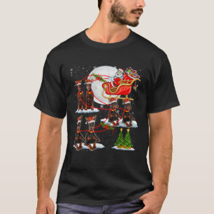 Santa Sleigh Reindeer Dobermanns Carrying Christma T-Shirt