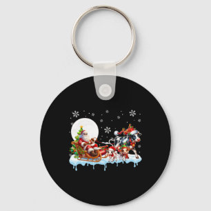 Santa Sleigh Reindeer Group Cute Cows Farmer Ranch Key Ring
