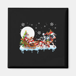 Santa Sleigh Reindeer Group Cute Cows Farmer Ranch Magnet