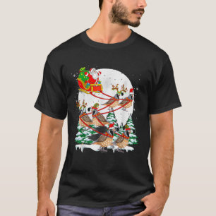 Santa Sleigh Reindeer Quails Christmas Birds Lover T-Shirt