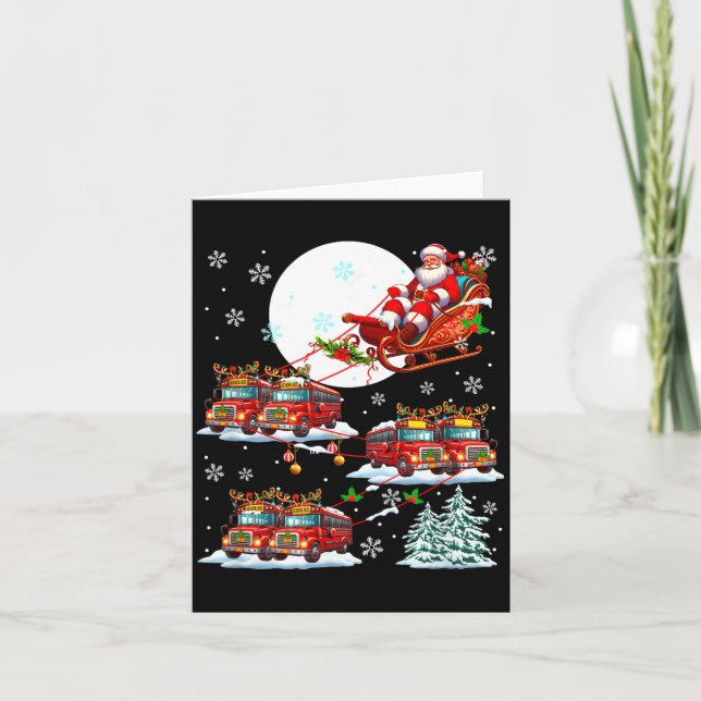 Santa Sleigh Reindeer School Buses Matching Driver Card (Front)