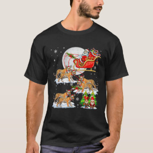 Santa Sleigh Reindeer Tigers Xmas Gnomes Lover Kid T-Shirt