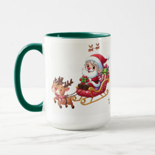 Santa Sleigh Ride Festive Christmas Gift for Kids Mug