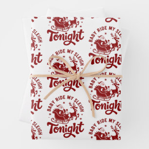 Santa Sleigh Snarky Christmas Sarcastic Humor Wrapping Paper Sheet