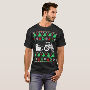 Santa Sleigh Tractor Farmer Christmas Ugly Sweater