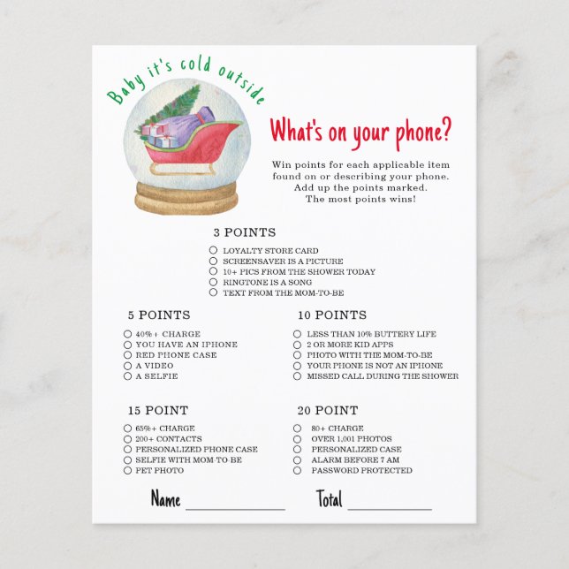 Santa sleigh what's On Your Phone Game (Front)