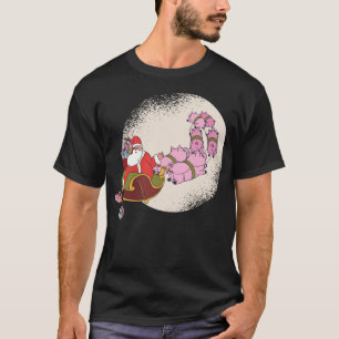 Santa Sleigh with Flying Pigs and Christmas Presen T-Shirt