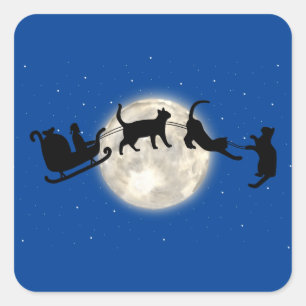 Santa sleigh with funny cats Sticker