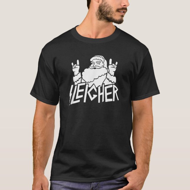 Santa Sleigher Funny Christmas for Metalheads T-Shirt (Front)