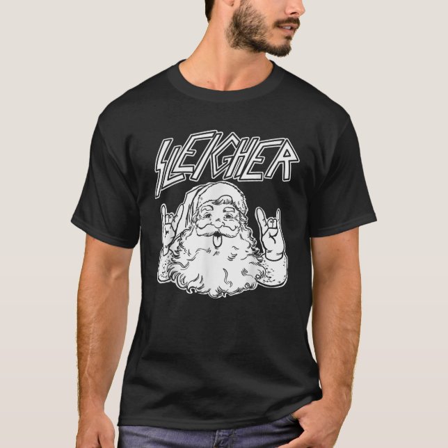 Santa Sleigher funny Sleigher Hail Santa Metal San T-Shirt (Front)